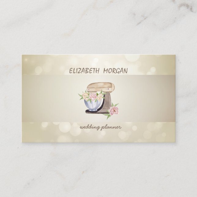 Elegant Bokeh, Stripe,Floral Retro Mixer  Business Card (Front)