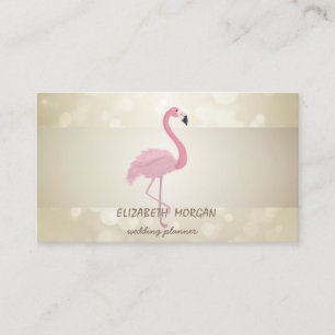 Elegant Bokeh, Stripe, Pink Flamingo Business Card