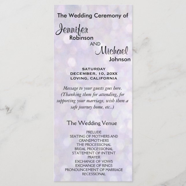 Elegant Bokeh Wedding Program (Front)
