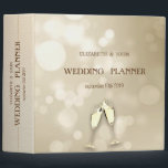 Elegant Bokeh Wine Glasses 3 Ring Binder<br><div class="desc">Elegant bokeh wedding planner.</div>