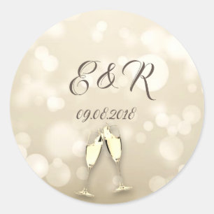 Elegant Bokeh Wine Glasses Classic Round Sticker