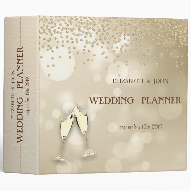 Elegant Bokeh Wine Glasses,Gold Diamonds Binder (Front/Spine)