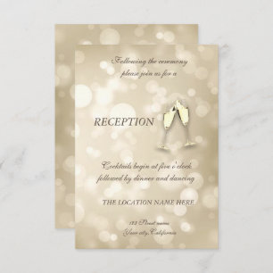 Elegant Bokeh Wine Glasses Wedding Reception Invitation