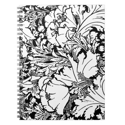 Elegant Bold Black  White Poppy Floral Notebook