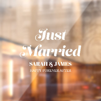 Elegant Bold Calligraphy Just Married Wedding Window Cling