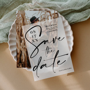 Elegant Bold Calligraphy Wedding Save the Date Vellum Invitations