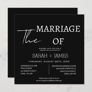 Elegant Bold Classic Black & White Wedding Square Invitation
