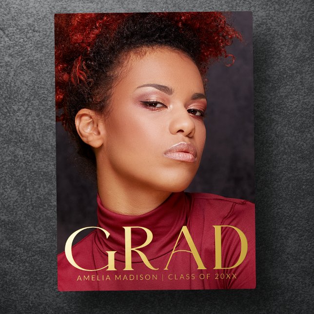 Elegant Bold Classy Grad Photo Announcement Card (Creator Uploaded)