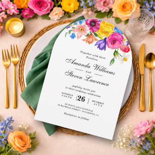 Elegant Bold Colorful Watercolor Floral Invitation