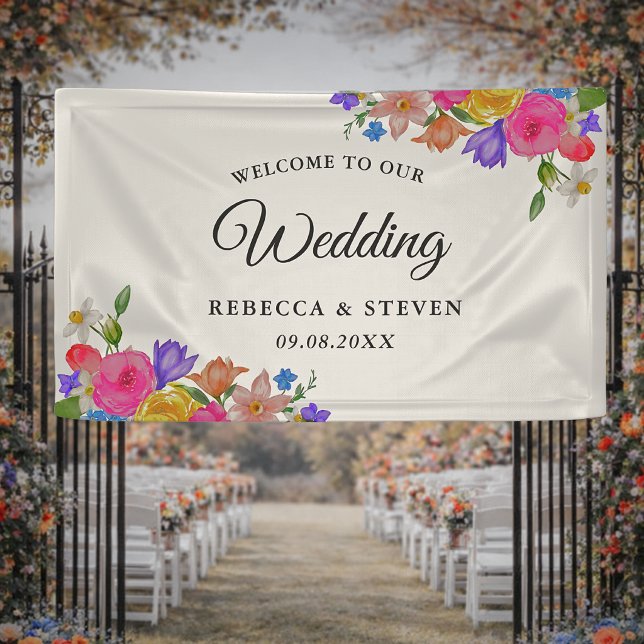 Elegant Bold Colorful Watercolor Floral wedding Banner (Creator Uploaded)