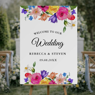 Elegant Bold Colorful Watercolor Floral wedding Foam Board