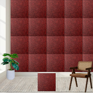Elegant Bold Dark Red Sparkling Glitter Ceramic Tile