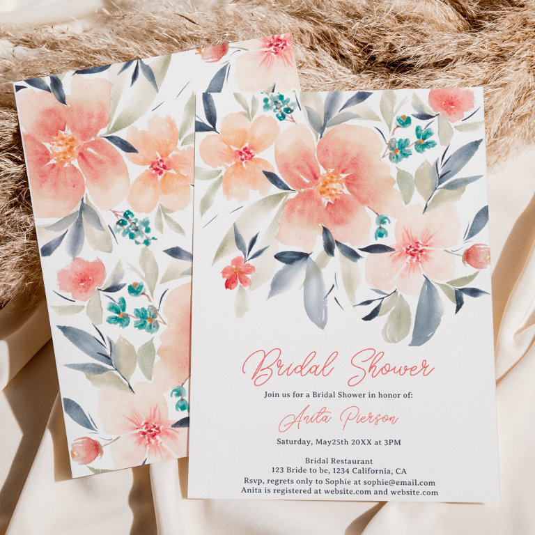 Elegant bold floral fall boho earth bridal shower invitation