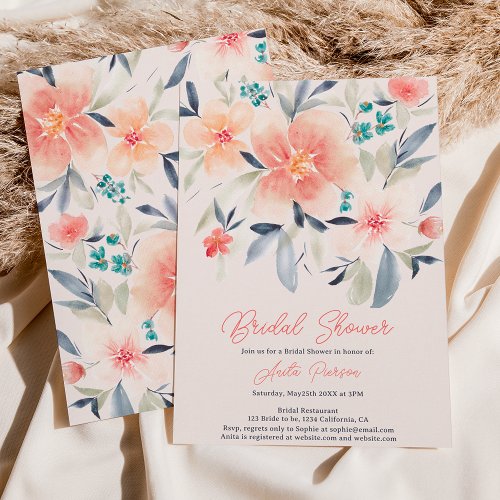 Elegant bold floral fall boho earth bridal shower invitation