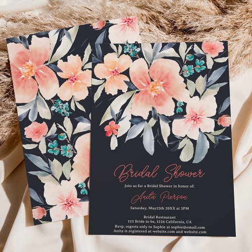 Elegant bold floral fall boho earth bridal shower invitation