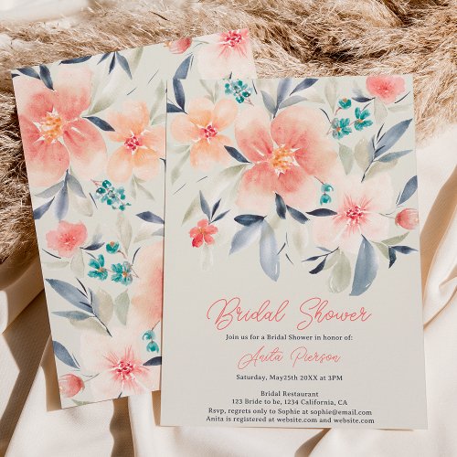 Elegant bold floral fall boho earth bridal shower invitation