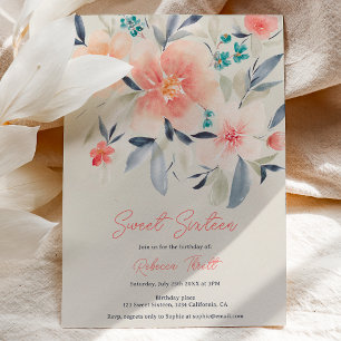 Elegant bold floral fall boho earth sweet 16 invitation