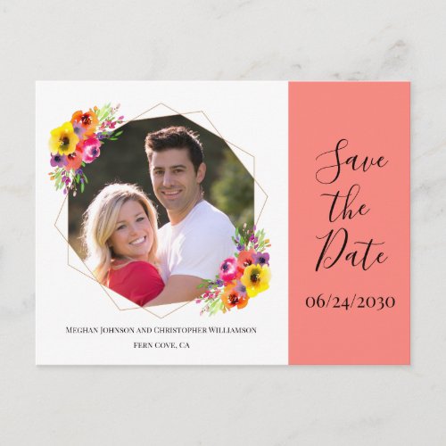 Elegant Bold Geometric Wedding Save the Date Photo Postcard