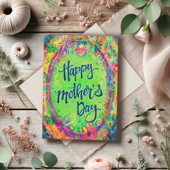 Elegant Bold Happy Mother’s Day Floral Pretty Boho Card (Creator Uploaded)