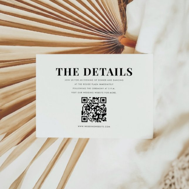 Elegant Bold Modern QR Code Details Wedding Enclosure Card (Creator Uploaded)