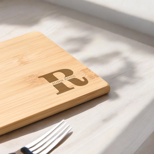 Elegant Bold Monogram Engraved Cutting Board (Creator Uploaded)