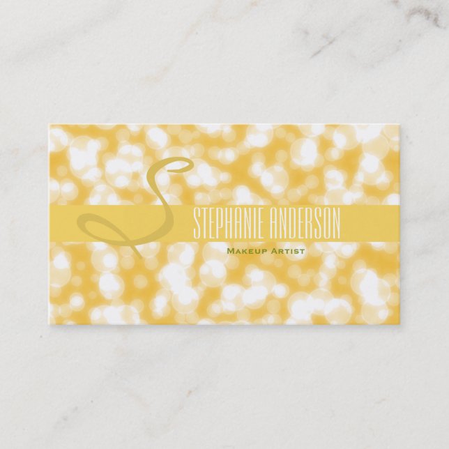 Elegant Bold Monogram Glitter Makeup Artist Business Card (Front)