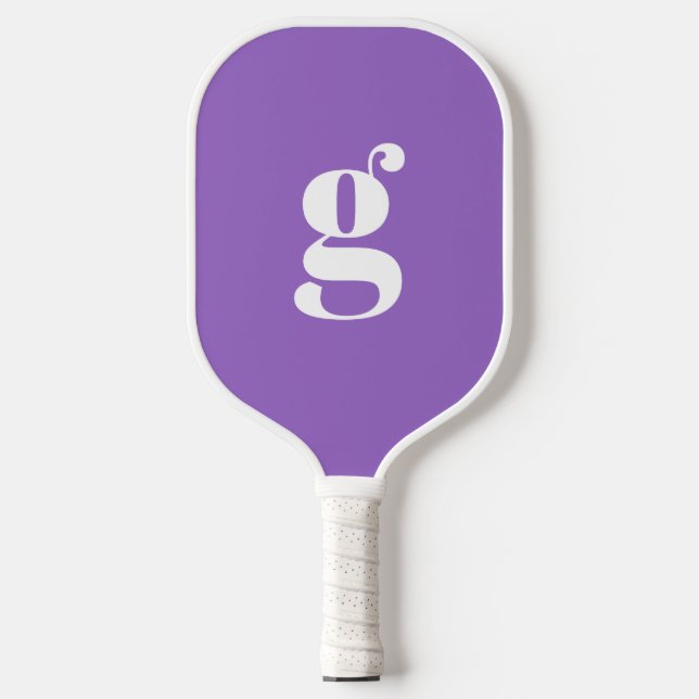 Elegant Bold Monogrammed Initial Amethyst Purple  Pickleball Paddle (Front)