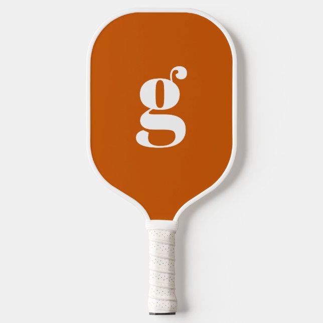 Elegant Bold Monogrammed Initial Burnt Orange  Pickleball Paddle (Front)