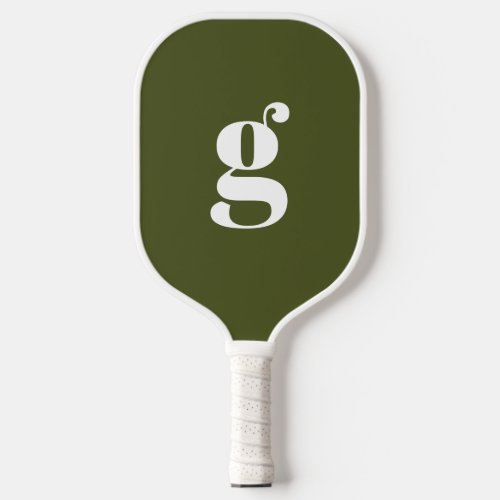 Elegant Bold Monogrammed Initial Camo Army Green Pickleball Paddle