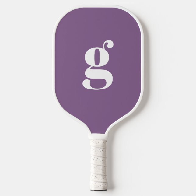 Elegant Bold Monogrammed Initial Dusty Purple  Pickleball Paddle (Front)