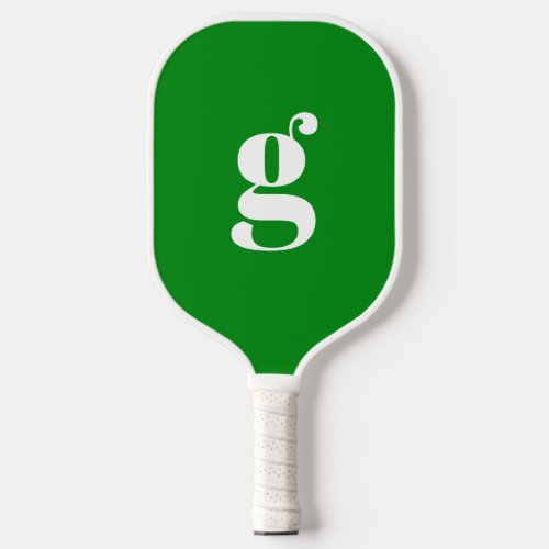 Elegant Bold Monogrammed Initial Irish Green Pickleball Paddle