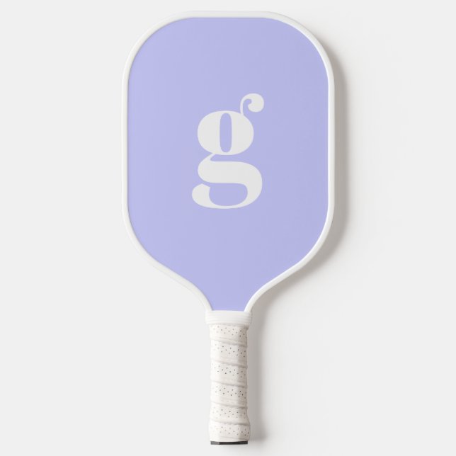 Elegant Bold Monogrammed Initial Pastel Periwinkle Pickleball Paddle (Front)
