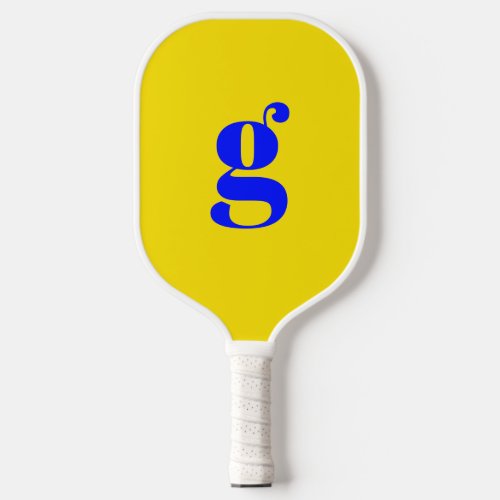 Elegant Bold Monogrammed Initial Peridot Yellow Pickleball Paddle