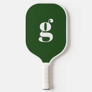 Elegant Bold Monogrammed Initial Pine Green Pickleball Paddle