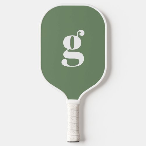 Elegant Bold Monogrammed Initial Sage Green Pickleball Paddle
