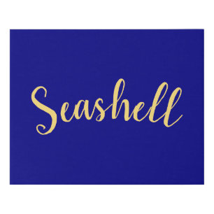 Elegant Bold Royal Blue Warm "Seashell" Script Faux Canvas Print
