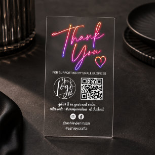 Elegant Bold Thank you order Qr code Logo Clear Business Cards