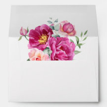 Elegant Bold Vibrant Pink Floral  Wedding Address