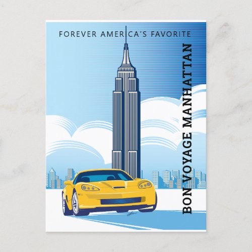 Elegant BON VOYAGE MANHATTAN Design Postcard