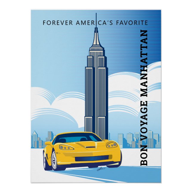 Elegant BON VOYAGE MANHATTAN Design Poster (Front)