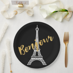 Elegant Bonjour Eiffel Tower Paper Plates
