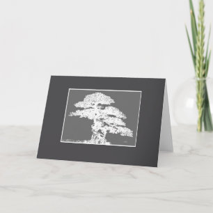 elegant Bonsai tree art gray and white blank  Card