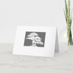 elegant Bonsai tree art gray and white  Card