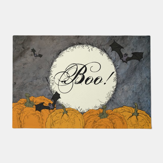 Elegant Boo Halloween  Doormat (Front)