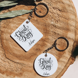 Elegant "Boo King" Name Halloween Calligraphy Keychain