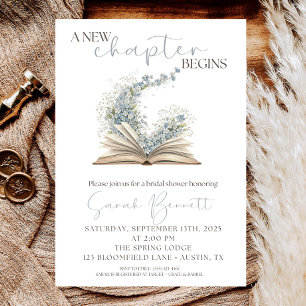 Elegant Book Bridal Shower Invitation: Dusty Blue  Invitation