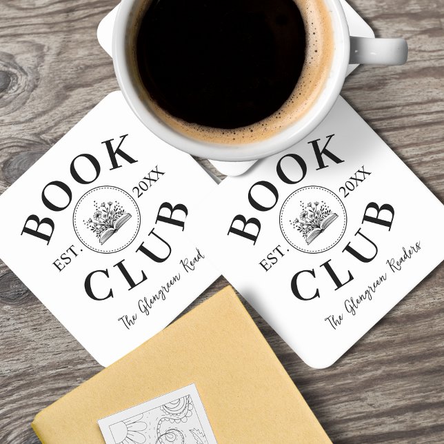Elegant Book Club Members Personalized Gift  Square Paper Coaster (Creator Uploaded)