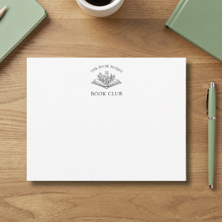 Elegant Book Club Name Floral Note Card