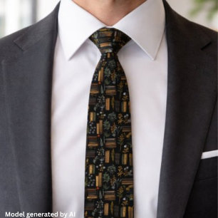 Elegant Book Design - Dark Academia - Vintage Book Neck Tie