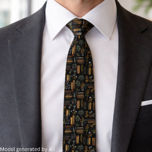 Elegant Book Design - Dark Academia - Vintage Book Neck Tie